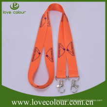 Polyester custom logo sublimated lanyard with double hook